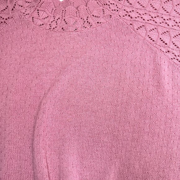 Vintage Haband! Short Sleeve Sweater Coquette Knit Details, Large **See photos** - Picture 4 of 6